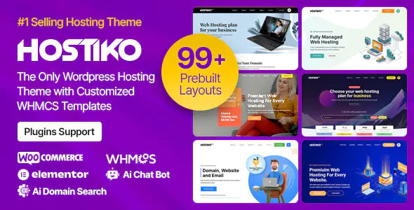 Hostiko - WordPress WHMCS Hosting Theme v94.4.9 Lifetime
