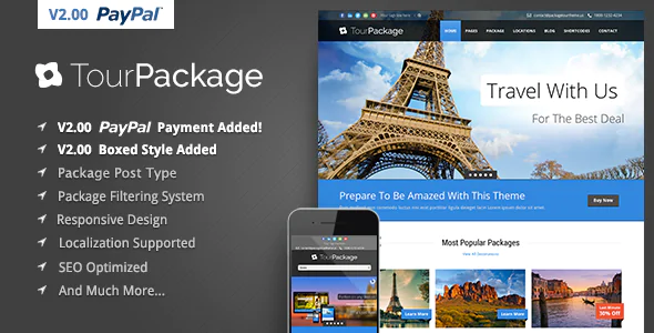 Thema Tour Package - Wordpress Travel/Tour Theme v2.4.0 GPL Lisensi Lifetime