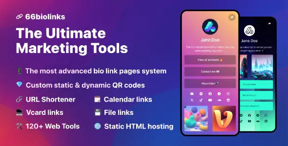 66biolinks - Bio Links, URL Shortener, QR Codes & Web Tools v66.0.1 Lifetime GPL